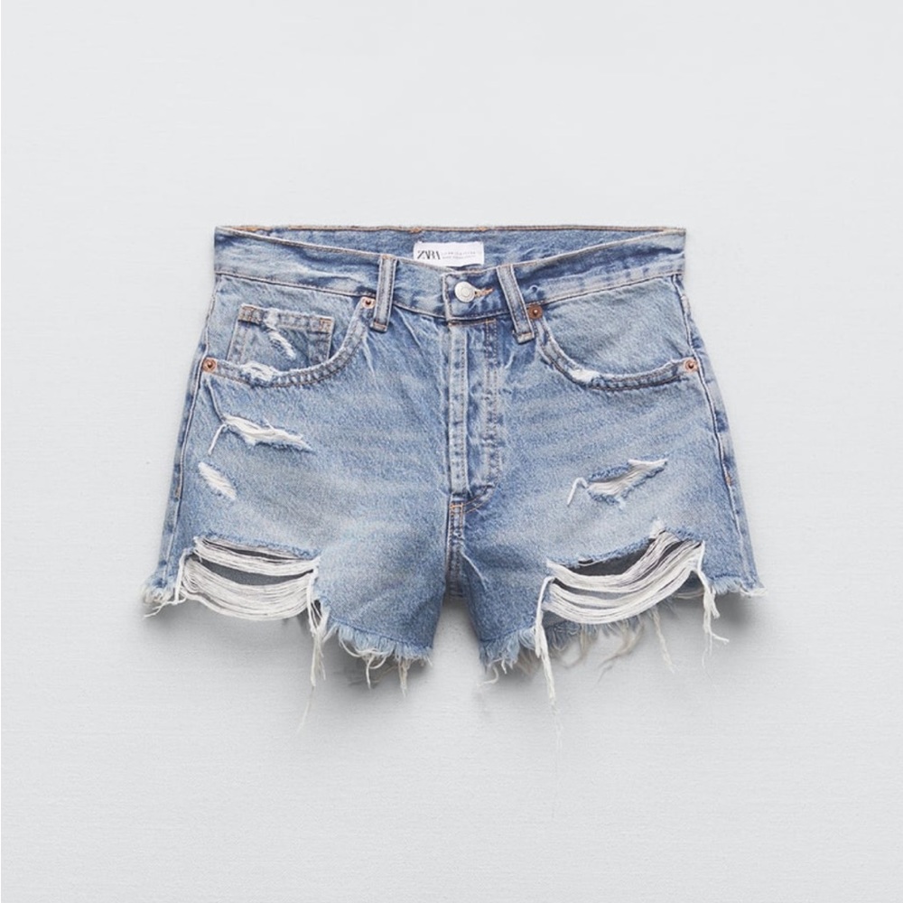 Zara TRF Mid Rise Denim Shorts Blue - REF. 8197/058 Size 29 (US 8)